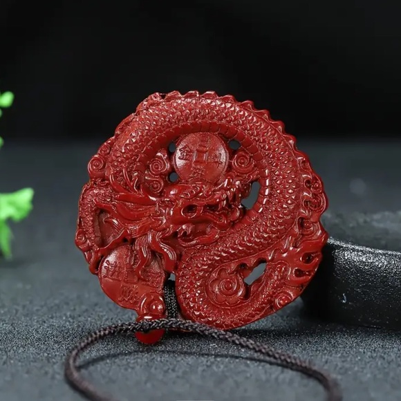 Year of the Dragon Cinnabar necklace - Picture 6 of 8